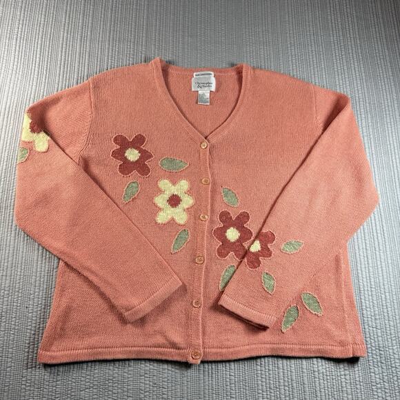 Christopher & Banks Sweaters - Vintage Christopher Banks Sweater Cardigan Floral Hand Embroidered Womens L Twee